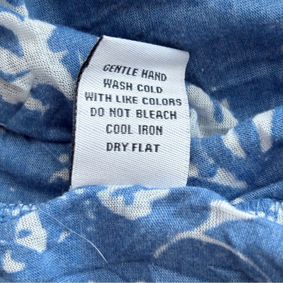 Habitat Blue Floral Crinkle Burnout Tunic Top XL Lagenlook - Picture 8 of 9